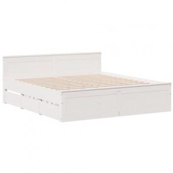 Cama sin colchón con cabecero de madera de pino blanco 180x200 cm