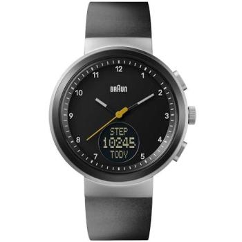 Braun 45mm Black Hybrid Digital Smartwatch with Quartz Movement and Calendar Feature
