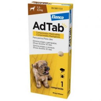 AdTab Tableta Masticable Antiparasitaria para Perros (1,3-2,5 kg)