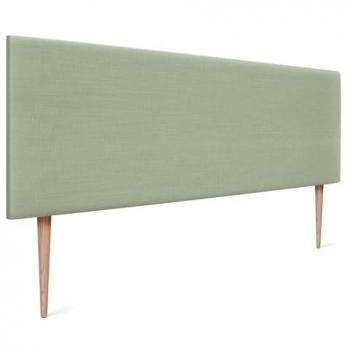 Cabecero Tapizado de Lino Natural Verde 160x105cm con Patas para Cama Dormitorio Moderno
