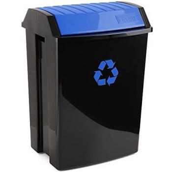 Tatay Cubo de Reciclaje, 50 L de Capacidad, Tapa Basculante, Polipropileno, Libre de BPA, Anti UVA, Color Azul, Medidas 40.5 x 33.5 x 57.5 cm