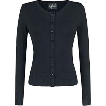 Hell Bunny Debbie Cardigan Mujer Cárdigan Negro XL, 80% algodón,15% nylon,5% elastán, Regular