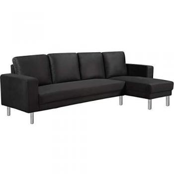 Sofá en tela esquinero reversible Rio- 5 plazas - Negro