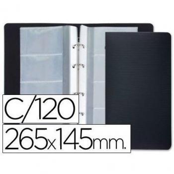 Liderpapel TJ01 - Tarjetero con 4 anillas de 15 fundas, 4 departamentos, 265 x 145 mm