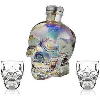 CRYSTAL HEAD VODKA AURORA 70cl + 2 x Skull Plastic Shot Glasses