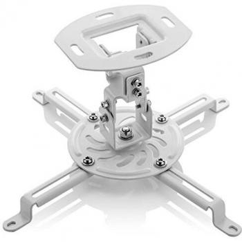 deleyCON Soporte Universal para Proyector Montaje del Proyector en el Techo Inclinable +-15° Giro de 360° hasta 13,5Kg de Capacidad de Carga - Blanco