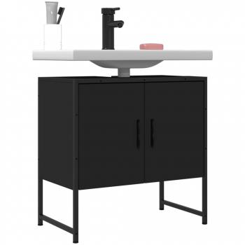 Mueble de lavabo de baño negro 60x30x60 cm madera multicapa Vidaxl