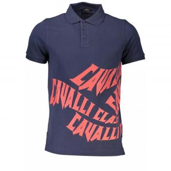 Cavalli Class Blue Cotton Polo Shirt - XL