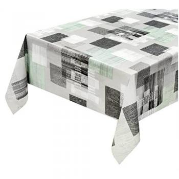 Mantel Antimanchas Moderna 140x280 cm Tela Cerata Felpata Protector de Mesa Diseño Abstracto Quadrados