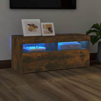 Soporte de TV con luces LED roble ahumado 90x35x40 cm