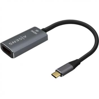 Conversor de USB-C a HDMI, 4K@60Hz, Aluminio, Conector Macho Tipo C a HDMI Hembra, Gris, Longitud 15cm