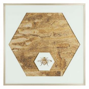 Cuadro Hexágono con Marco 100x5x100 Cm - Decoración de Pared Moderna, Lienzo Serigrafiado, Marco de Madera y Cristal