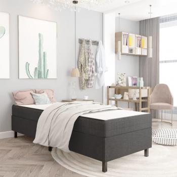 Cama box spring tela gris oscuro 80x200 cm