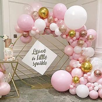 Kit de Guirnalda de Globos, 119 Piezas Kit de Arco de Guirnalda de Globos Rosa Blanco Adecuado Para Damas y Niñas Bodas Fiestas Baby Shower Feliz Decoraciones de Cumpleaños Reutilizable