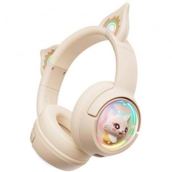 Auriculares Gaming Onikuma B5 Beige Inalámbricos con Micrófono y Luz RGB 3D