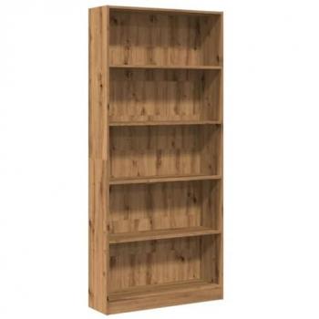 Estantería de madera de ingeniería roble artesanal 80x24x176 cm