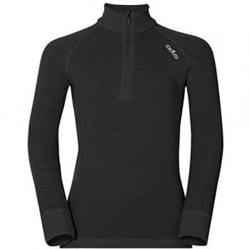 Camiseta de manga larga con cuello Odlo Active Warm Eco (Negro) Niños, Ropa térmica, Talla 140, Diseño interior, Color negro