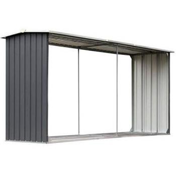 vidaXL Metal Log Storage Shed Gray 190x190x222 cm