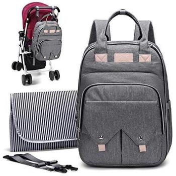 Myhozee Mochila Bebé, Impermeable Pañaleras Mochila Maternidad Bolso Carrito de Viaje para Bebes y Mamá con Bolsillo Térmico para Biberones y 2 Correas de Cochecito, Gran Capacidad