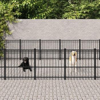 Jaula para perros de acero al aire libre 33,87 m² - Perrera de exterior de acero 33,87 m² Negro
