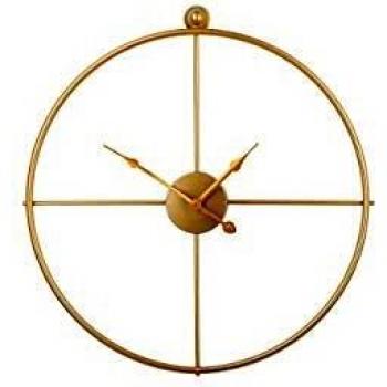 Reloj de Pared Redondo Dorado 50 cm Diseño Minimalista Sin Números Marco de Hierro