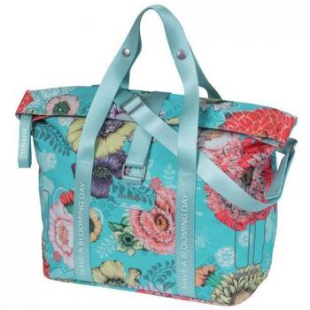 Bolsa Basil Bloom Field Klickfix 11 litros Impermeable Poliéster Azul con Flores y Reflectantes