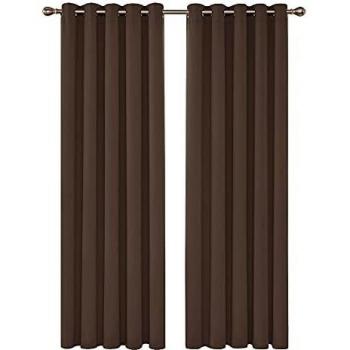 Deconovo Opaca Cortina Térmica Aislante y Ruido Reducción con Ojales 2 Piezas 168 x 229 cm Marrón