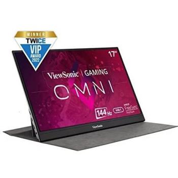 ViewSonic VX1755 17-inch 1080p IPS 144Hz Portable Gaming Monitor, with Adjustable Kickstand, AMD FreeSync Premium, USB Type-C, and Mini-HDMI.