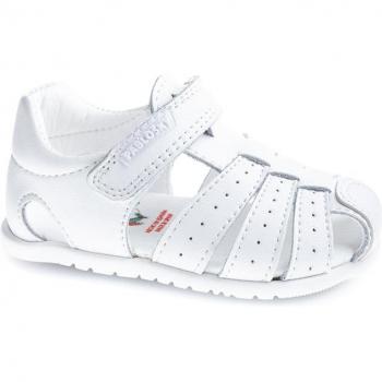 Sandalias cerradas de bebé niño en piel blancas Pablosky