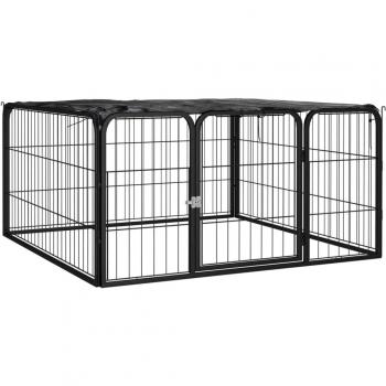 vidaXL Dog Playpen 4 Panels Black 100x50 cm Powder-coated Steel