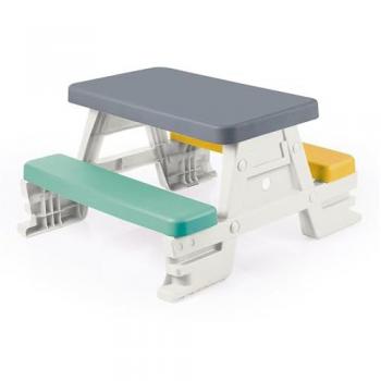 Dolu Outdoor Picnic Table for 4 Kids - White, Child-Friendly Design, Durable Plastic Construction