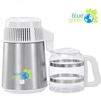 blue green Water Pro, Acero inoxidable/blanco, Destilador de agua con Jarra de Vidrio, 4 litros de agua pura y destilada, No hay contacto con el plástico