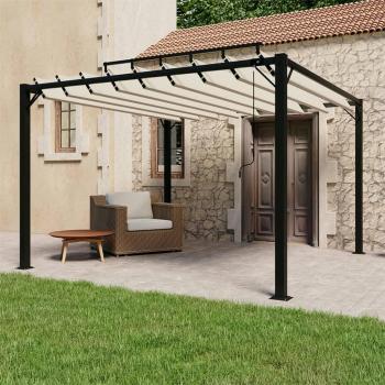 Cenador con techo persiana 3x3 m tela y aluminio crema