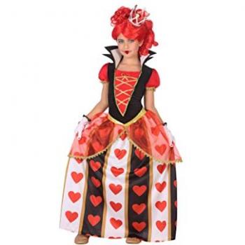 Disfraz de Reina Corazones - Disfraces de personajes Disney para niña, incluye vestido rojo y negro con detalles dorados, talla 7 a 9 años