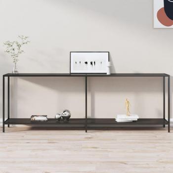 vidaXL Black Console Table 220x35x75.5 cm Tempered Glass Modern Design