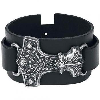 Alchemy Gothic Thorshammer Hombre Pulsera de Cuero Standard Piel