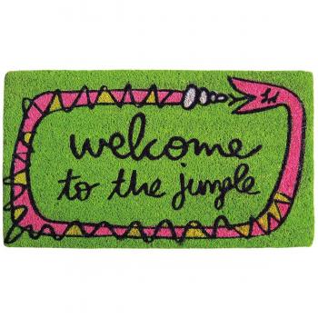 Laroom Felpudo diseño Welcome To The Jungle, Jute & Base Antideslizante, Verde, 40x70x1.8 cm