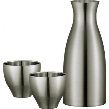 Stainless Steel Insulated Sake Bottle and Cup Set - Dual Temperature Retention Izakaya Drinkware