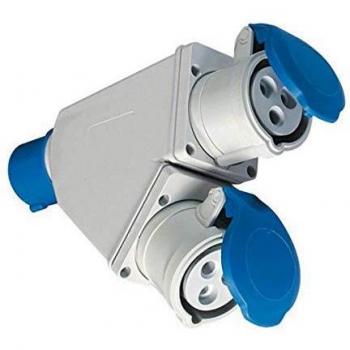 Adaptador Industrial Doble Fanton 73105, Spina CEE 2P+T 16A a 2 Tomas IP44