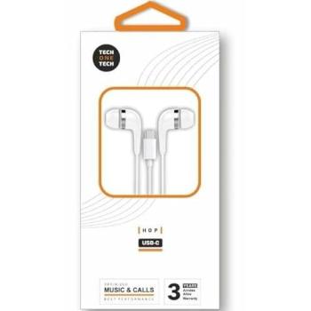 Auriculares intraurales Tech One con cable USB-C, micrófono integrado, reducción de ruido, 1.20m - blancos