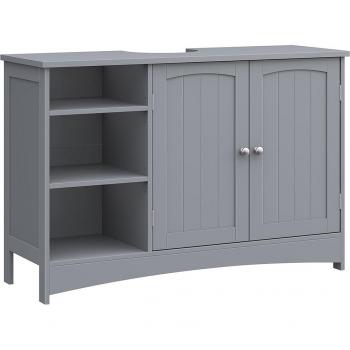Mueble bajo Lavabo Extra Largo 90x30x60 cm - Con 2 Puertas y Estantes Ajustables, Compartimentos Abiertos, Ideal para Baño, Color Gris Paloma