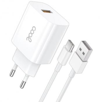 Cargador de Pared Universal USB-C 2.4A 12W Blanco con Cable Incluido