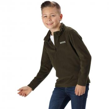 Regatta Hot Shot II - Forro Polar Ligero con Media Cremallera para niños, Infantil, Color Verde Oscuro, tamaño 5-6
