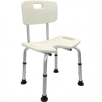 PrimeMatik - Silla de Ducha Antideslizante Regulable en Altura para Personas Mayores con Orificio