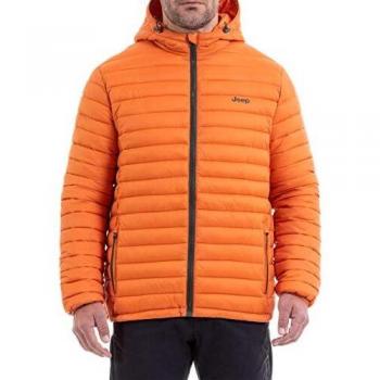 Jeep Edredón con capucha plegable en bolsa., Hombre, Chaqueta, O101580-O179-M, Apr.Orange/Fores Nig, M