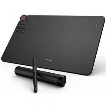 XP-PEN DECO 03 10*6” Tableta Gráfica Dibujo 2.4G Inalámbrica Tableta Digital Lápiz Pasivo de 8192 Niveles a la Presión con 6 Teclas de Atajo y un Dial Rojo Multifuncional