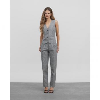 Pantalón de vestir de mujer tiro medio príncipe de gales
