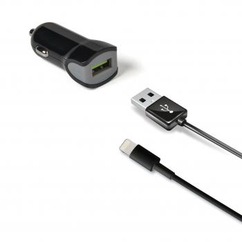 Celly CCUSBLIGHT - Cargador Universal para Coche con Cable Lightning, Color Negro