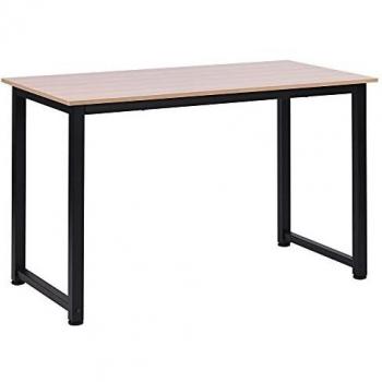 HOMCOM Mesa de Ordenador Escritorio para Hogar Oficina con Pies Ajustables Mobiliario Simple de Oficina 120x60x76cm Carga 100kg Marco Metal