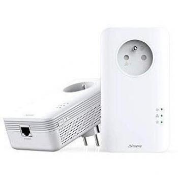 Kit de 2 Adaptadores Powerline STRONG 1300 Mbps DUO con Toma de Corriente